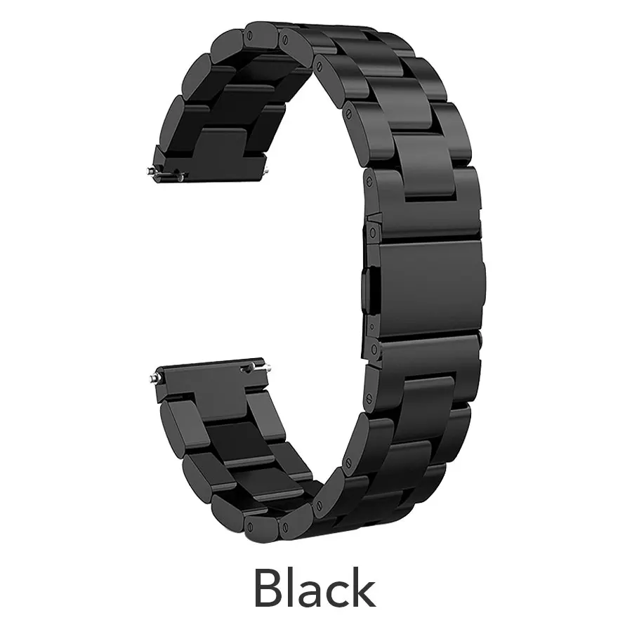 Ремешок для часов из нержавеющей стали для samsung gear S2 20 мм 22 мм 24 мм наручный ремень для HUAWEI Watch 2 спортивные ремешки - Цвет ремешка: Black