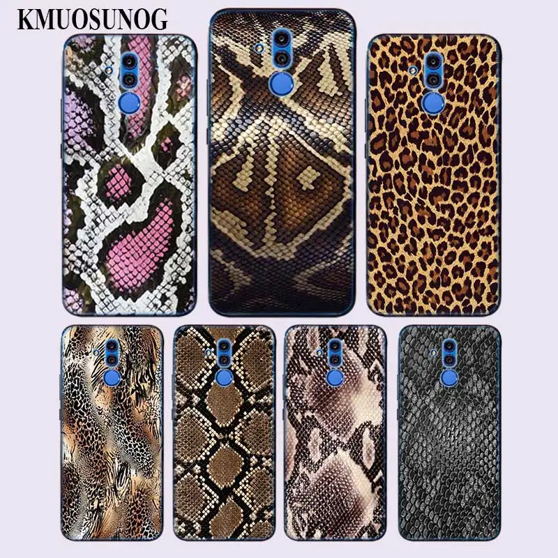 

Transparent Soft Silicone Phone Case leopard print Snake skin art pattern for Huawei Mate Honor 20 10 9 Pro Lite 7C Cover