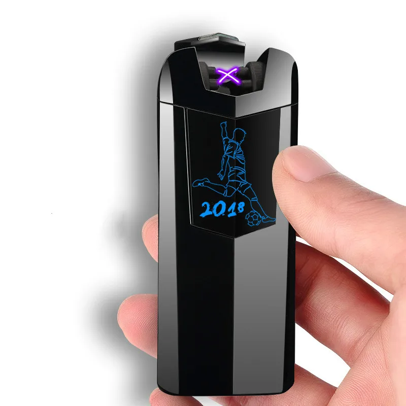 New Touch Screen Switch Metal Windproof Lighter Usb Charging Double Arc