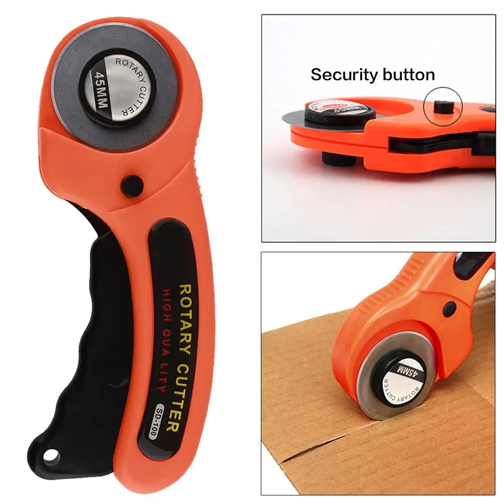 

Rotary Cutter Quilting 45mm Durable Leather Cutting Knife Sewing Paper Universal Orange Crafting Patchwork Scrapbooking Cloth