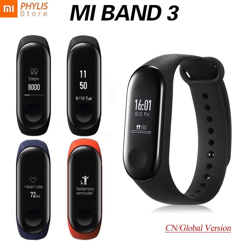 Xiaomi mi Band 3 Смарт-браслет Спорт Фитнес браслет шагомер сердечного ритма Fitbits браслет Bluetooth 4,2 для xio mi Band 2