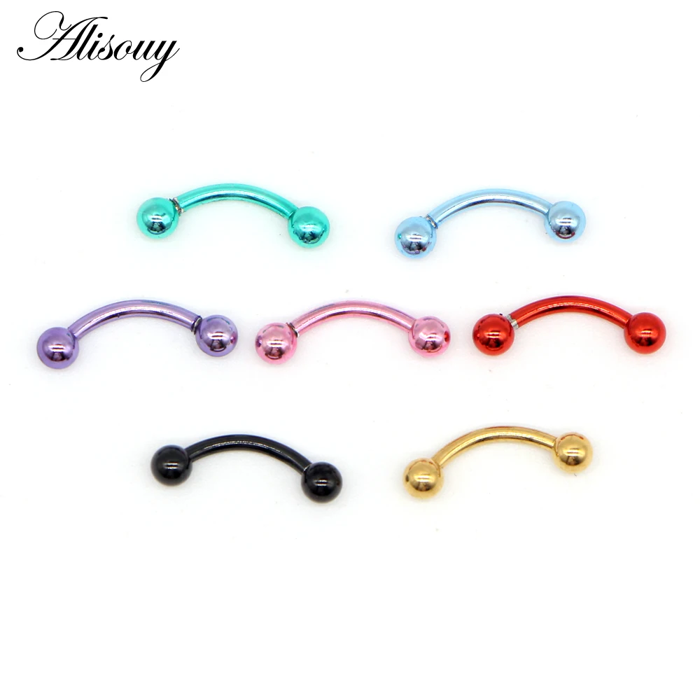 Alisouy 1pc 16G Surgical Stainless Steel 3mm Ball Eyebrow Piercing Curved Barbell Lip Ring Snug Daith Helix Rook Earring - Image 4
