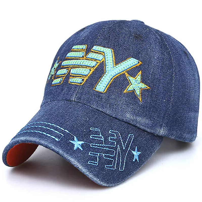 NY Kids Baseball Caps with Stars Denim Hats for Children Boys Girls Hip Hop Snapbacks Cap Casquette Gorras Para Hombre | Аксессуары для
