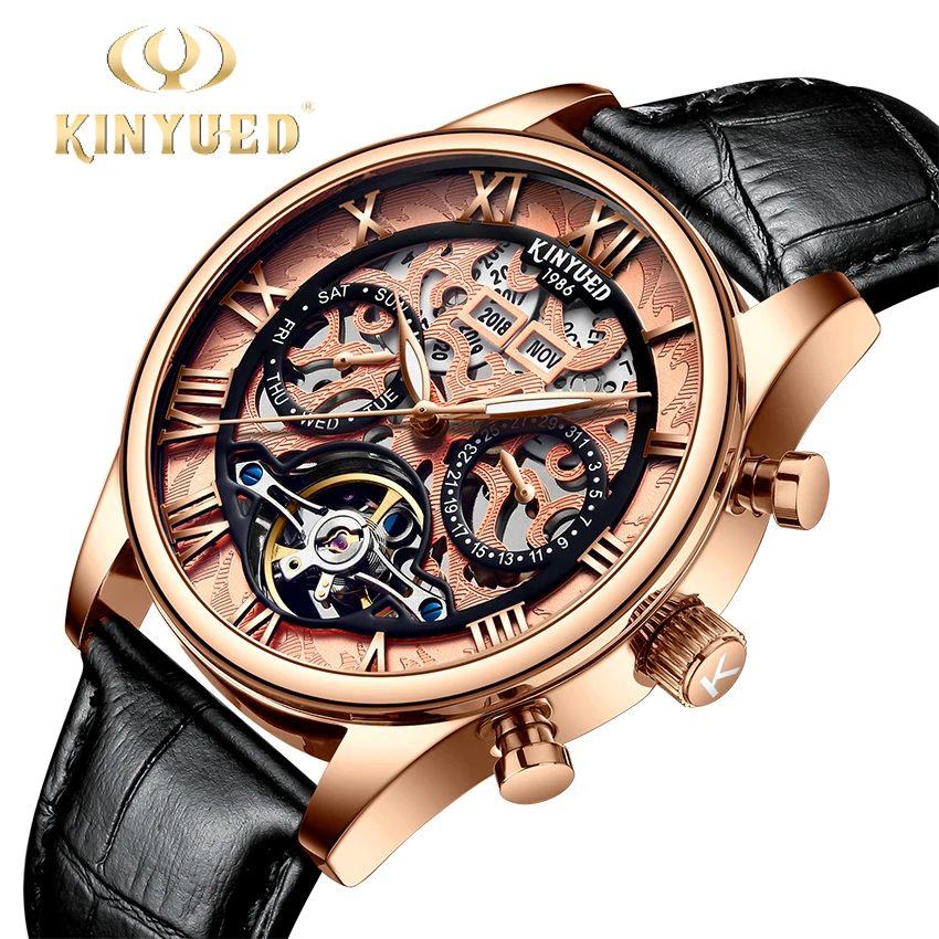 KINYUED Sport Mechanical Watch Men Automatic Tourbillon Year Date Day Skeleton Watches Man reloj automatico de hombre Dropship KINYUED Sport Mechanical Watch Men Automatic Tourbillon Year Date Day Skeleton Watches Man reloj automatico de hombre Dropship