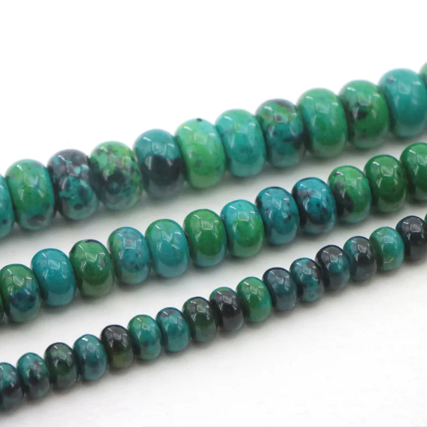 2 High Quality 4-12mm Dark green semi-precious Abacus Phoenix stone loose beads for DIY Fashion charms  (18)