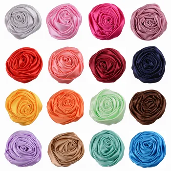 

20pcs 5cm Satin Flower Rose Bud Hair Flower Hair Accessories DIY Flower Accessory No Clips for Hair Band
