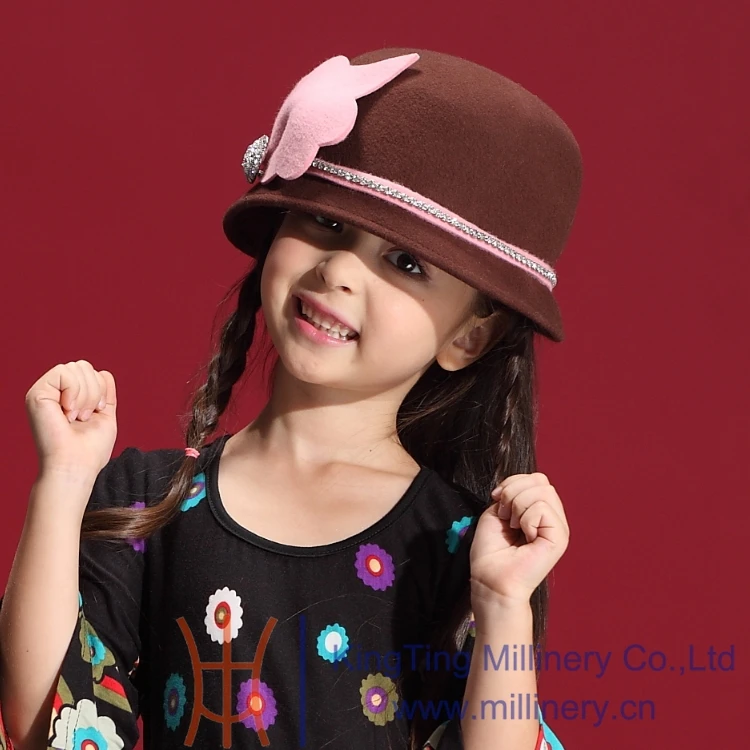New Arrival Women Girl Hat Sun Hats 100 Wool Hair Accessories Sparkling Rhinestone Beaded Baby Girl