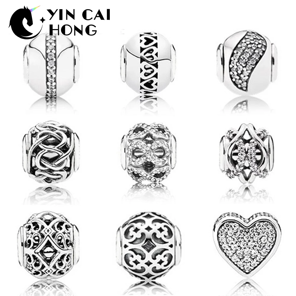 

YCH Top Quality 925 Sterling Silver Bead Charm Embrace Happiness With Cubic Zirconia Beads Fit E series Bracelet Diy Jewelry