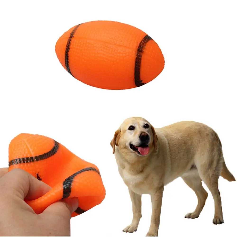 squeaky rugby ball dog toy