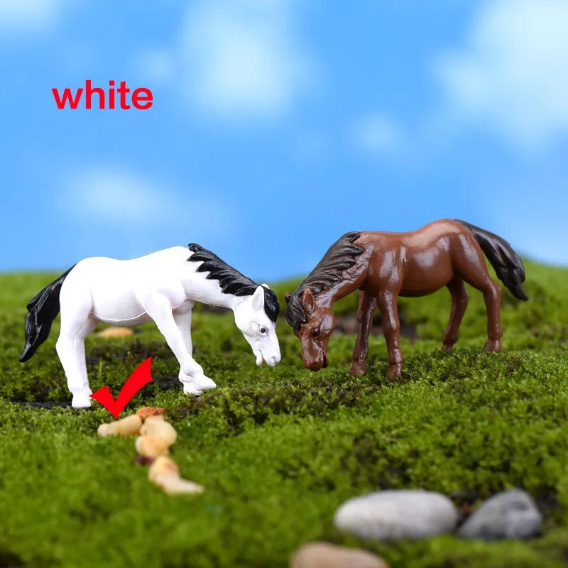 Горячая Милая желтая утка лошадь Лебедь Дельфин игрушка мох микро Пейзаж украшения изделия из смолы творческий сад украшение дома - Цвет: 1PC White Horse