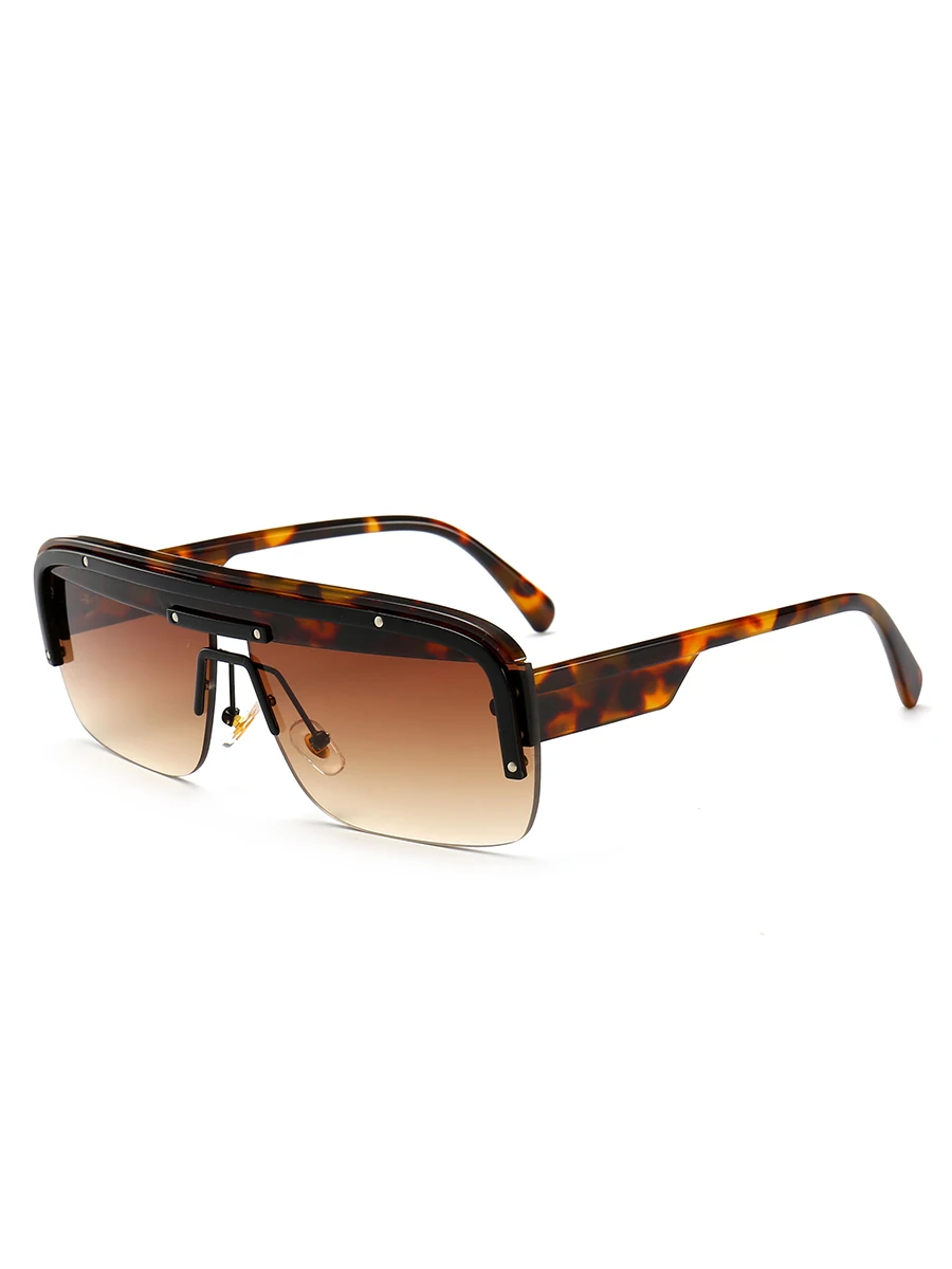 Прямоугольные солнцезащитные очки с двойной цветной оправой для мужчин и женщин модные очки UV400 Винтажные Очки 46068