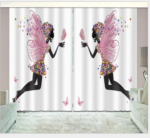 Butterfly Girl Print 3D Window Curtain Living Blackout Room Hotel Bedroom decorate Drapes Cortina Rideaux Custom size pillowcase - Цвет: 3D Curtains