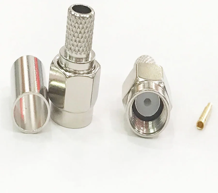 

20pcs SMA Male Plug Nickel Plated Copper Crime Connector for RG58 LMR195 RG142 RG400 Coax Cable