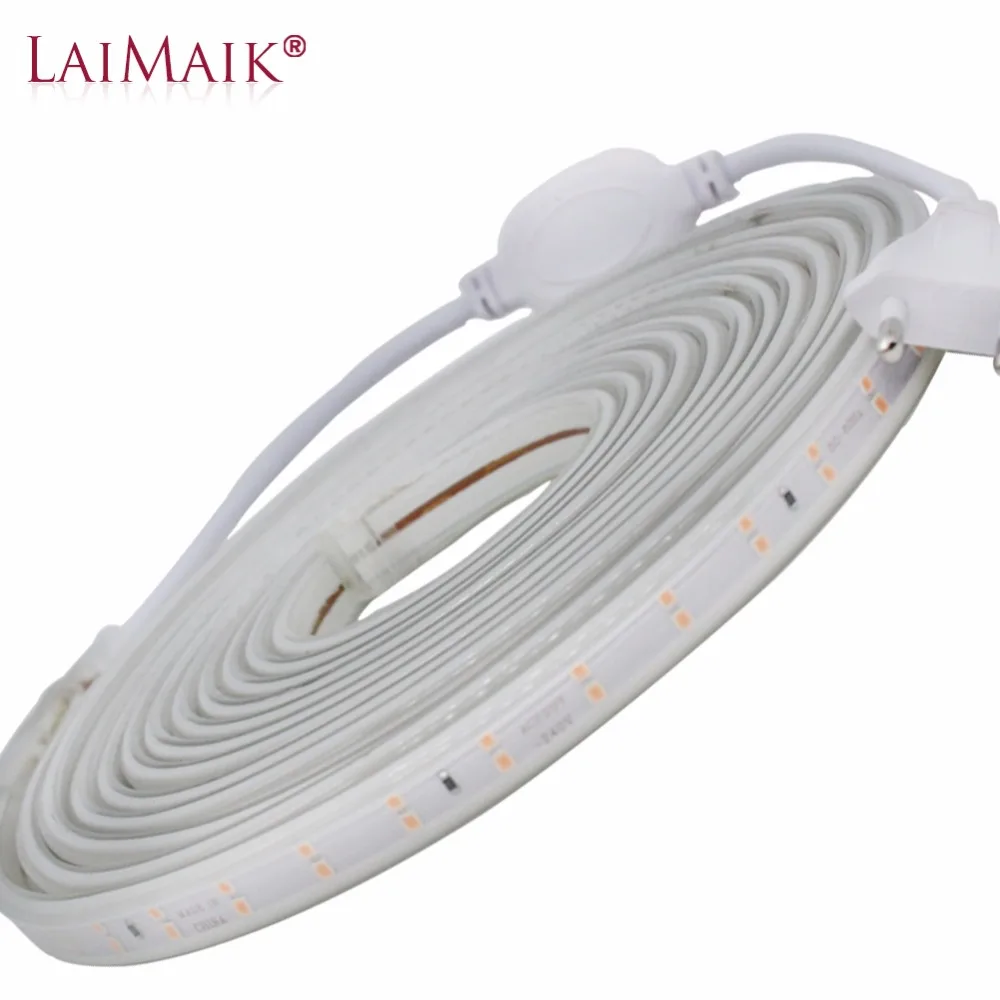 LAIMAIK двойной ряд 120led/м Светодиодная лента светильник 220v SMD2835 гибкие светодиодные