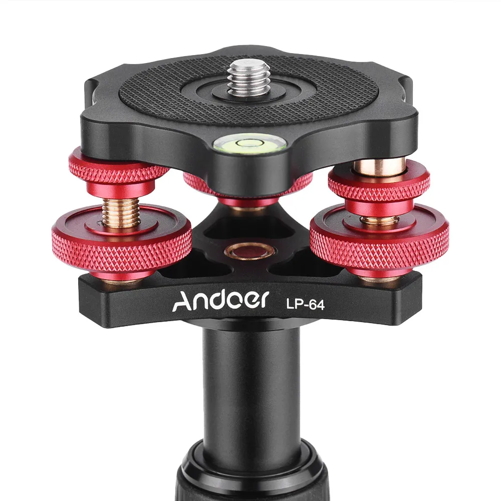 Andoer LP-64 головка штатива камеры Выравнивающая база трехколесная прецизионная Выравнивающая с пузырьковым уровнем 3/" винт из алюминиевого сплава нагрузка 15 кг
