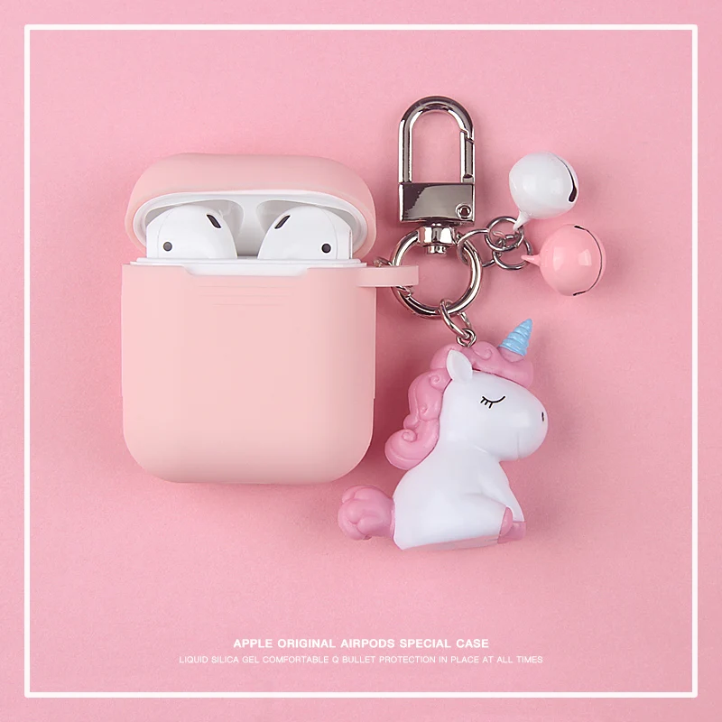 

Cute Little Horse Wireless Bluetooth Earphone Case For Apple AirPods Silicone Charging Headphones Cases For Airpods With Keyring