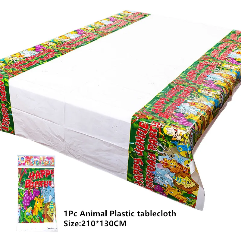 День рождения украшения детский плакат сафари джунгли вечерние баннер животных Динозавр Праздничная гирлянда из бумаги принадлежности для душа ребенка - Цвет: Animal Tablecoth