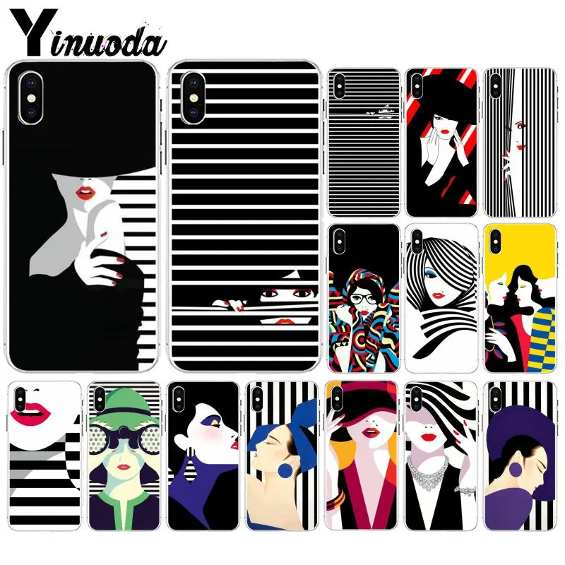 11pro MAX Fashion pop stripe lady TPU Soft Silicone Phone Case Cover for Apple iPhone 8 7 6 6S Plus X XS 5 5S SE XR | Мобильные