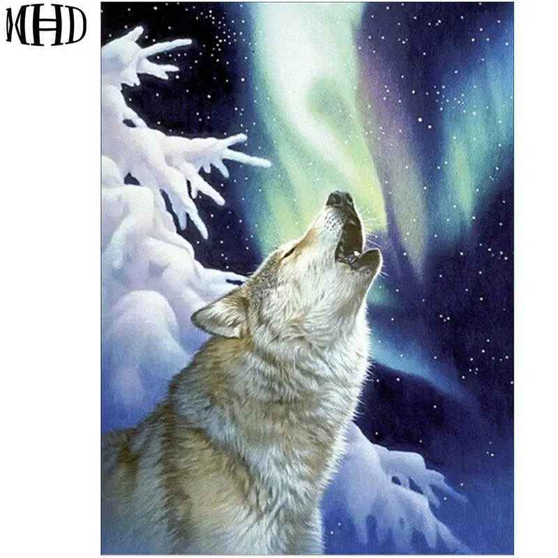 

MHD Diamond Painting Cross Stitch Set Diy Diamond Embroidery Wolf Full 3d Round Diamond Mosaic Rhinestones Sticky Canvas