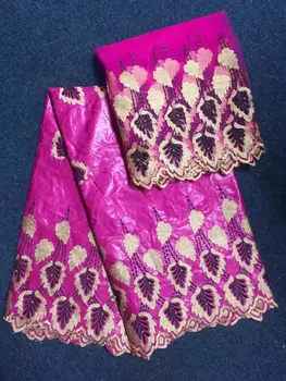 

2017 Hot selling 5 yards embroidery Bazin riche lace fabric with 2 yards net lace blouse,guipure African bazin lace fabric