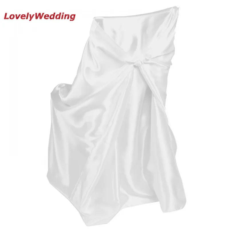 High quality White Universal Satin Chair Cover For Home Banquet Wedding Decoration/self-tie satin chair cover/covering the  Дом и | Chair Cover -32465121887