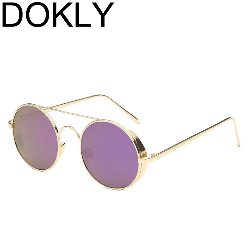 Retro Sunglasses Round Designer Steam Punk Metal Shields Sunglasses Men Women