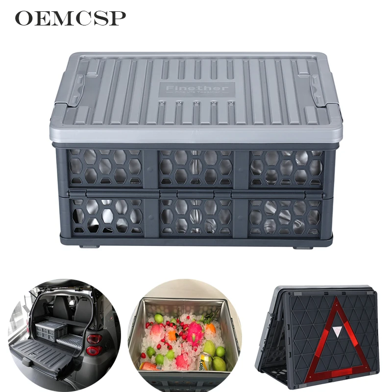 

Car Rear Racks Storage Box Collapsible Utility Plastic Waterproof Box Basket Storage Container Crate for Kitchen&Restaurant&Car