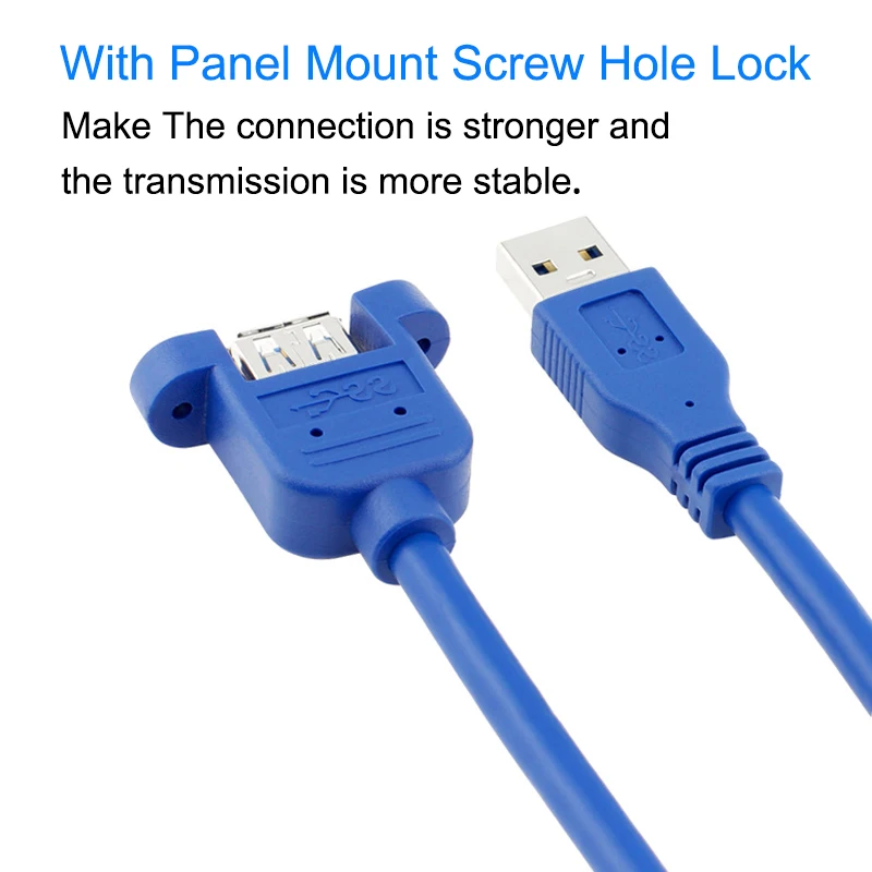 USB3.0 تمديد كابل يو إس بي 3.0 كابل الذكور إلى الإناث البيانات مزامنة مع المسمار لوحة جبل موصل للكمبيوتر طابعة قرص صلب