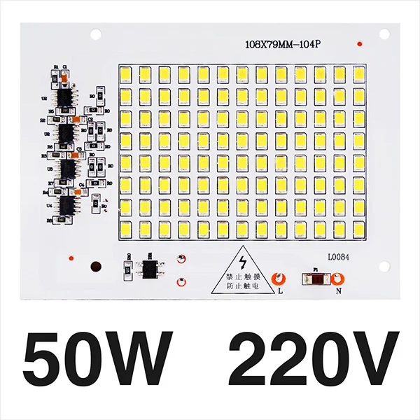Светодиодный чип SMD2835 с бусинами, умный IC 220 В вход 10 Вт 20 Вт 30 Вт 50 Вт 100 Вт, сделай сам, для наружного прожектора, прожектор, холодный белый, теплый белый - Испускаемый цвет: 50W 220V