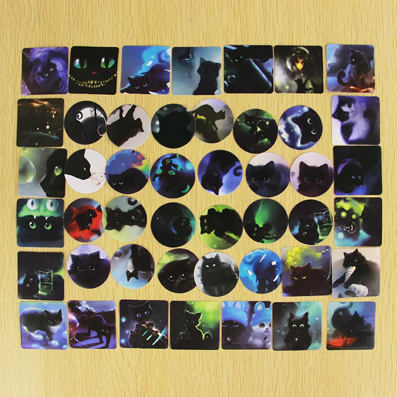 46 шт. креативные канцелярские товары звездное небо черные кошки бумажные наклейки для украшение дневника Скрапбукинг DIY милые животные блокноты Стикеры