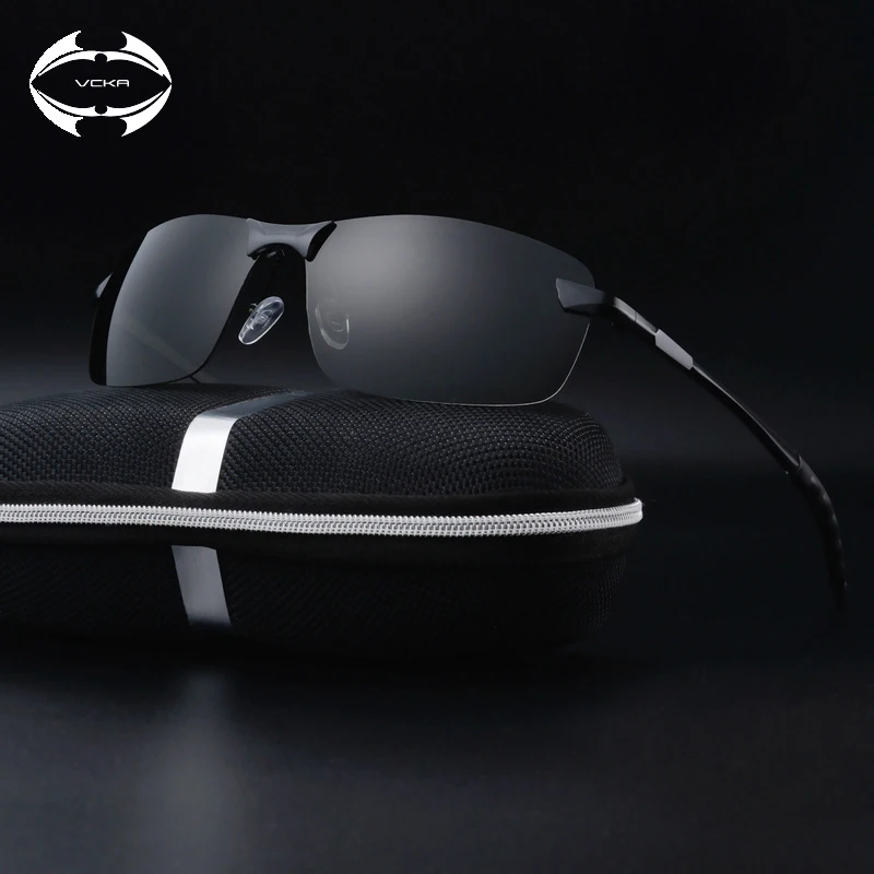 VCKA, алюминиево-магниевые солнцезащитные очки, поляризационные, мужские, с зеркальным покрытием, для вождения, солнцезащитные очки, oculos, мужские, UV400, квадратный аксессуар для очков
