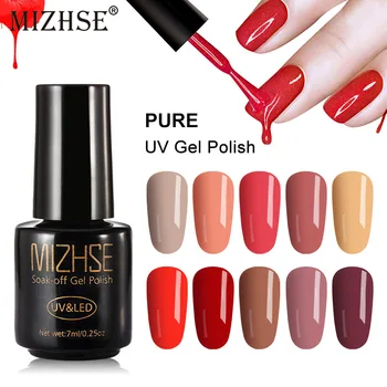 

MIZHSE Red Brown Gray Color Varnish Hybrid UV Gel Nail Polish Semi Permanent Nail Art Long Lasting Base Primer Gel Lacquer