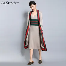 Lafarvie 2017 Fashion Cashmere Blended Summer Dress V-Neck Spaghetti Strap Straight Sleeveless Casual Soft Female Knitted Dress