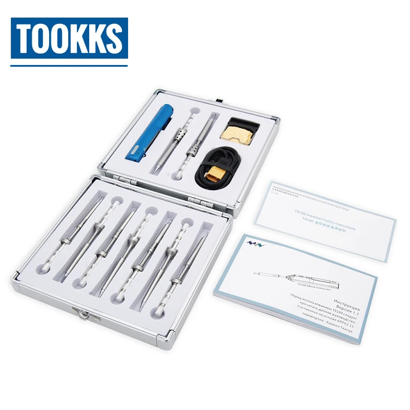 Soldering 65W Mini Portable Programmable TS100 Electric Soldering Iron Kit 9pcs Iron Tips With Aluminium Dedicated Storage Box Soldering 65W Mini Portable Programmable TS100 Electric Soldering Iron Kit 9pcs Iron Tips With Aluminium Dedicated Storage Box