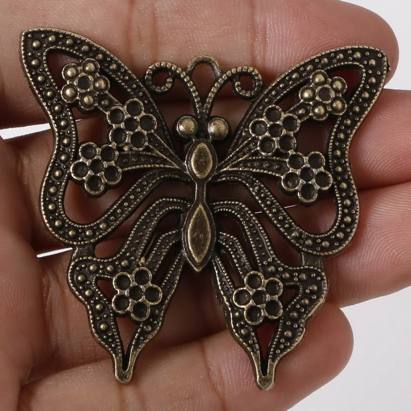 

Fashion Sale 50*56mm 1pcs/lot Zinc Alloy Charms Antique Bronze Plated Butterfly Charms Pendants Metal Jewelry Findings Fit DIY