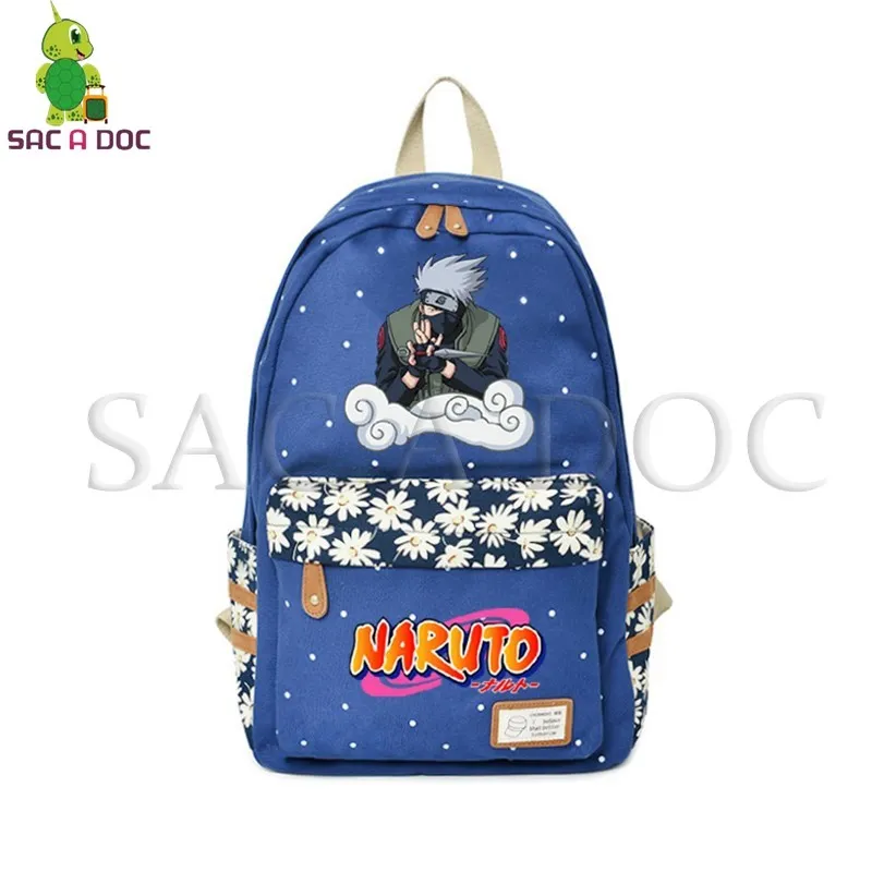 Аниме Наруто рюкзак Какаши/Наруто Печатный ноутбук рюкзак цветок волна точка школьные сумки для подростков девочек дорожные сумки - Цвет: 6
