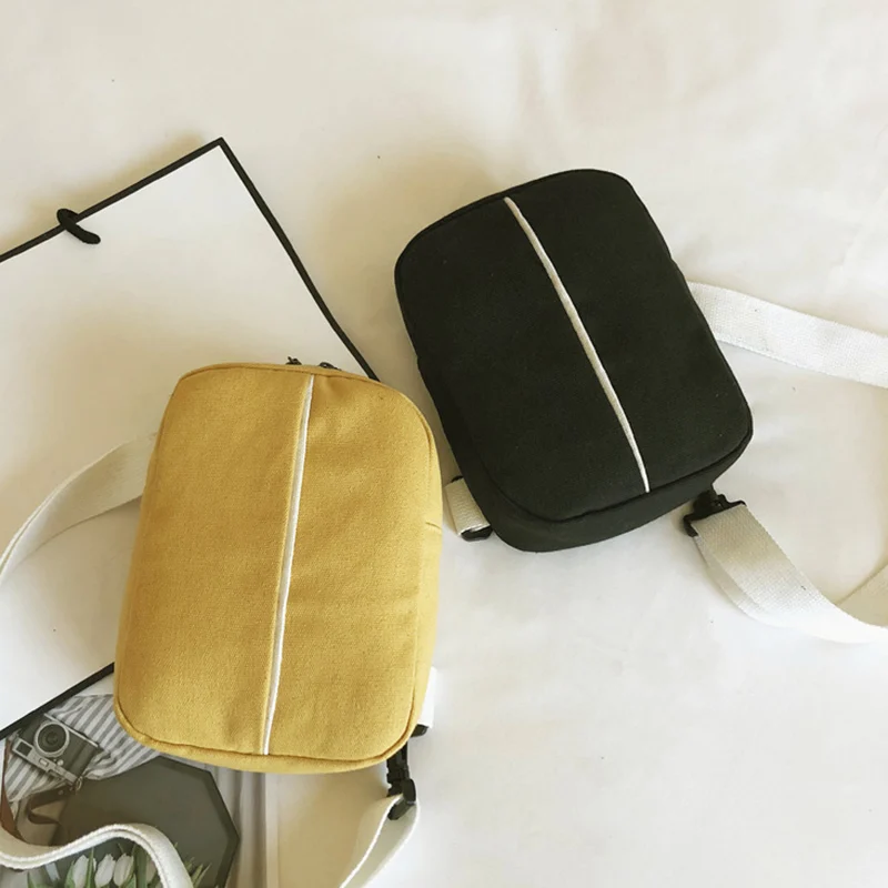 

Crossbody Single Shoulder Bag Solid Color Canvas Bag with Strap for Women Popular