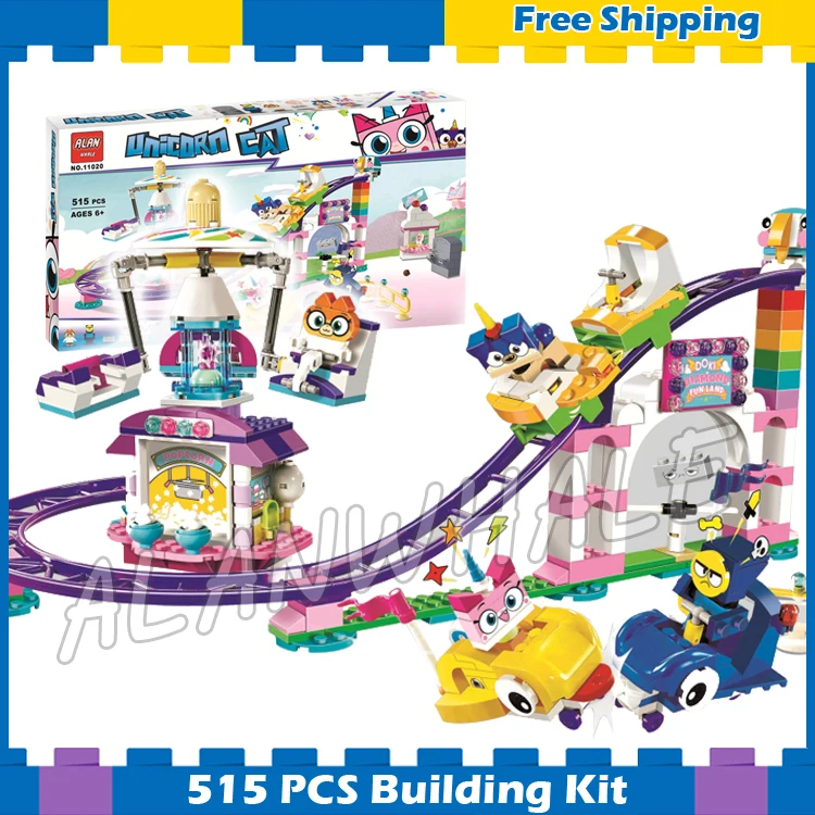 

515pcs Unikitty Unikingdom Fairground Fun Amusement Park Roller Coaster 11020 Model Building Blocks Toys Compatible With Lego