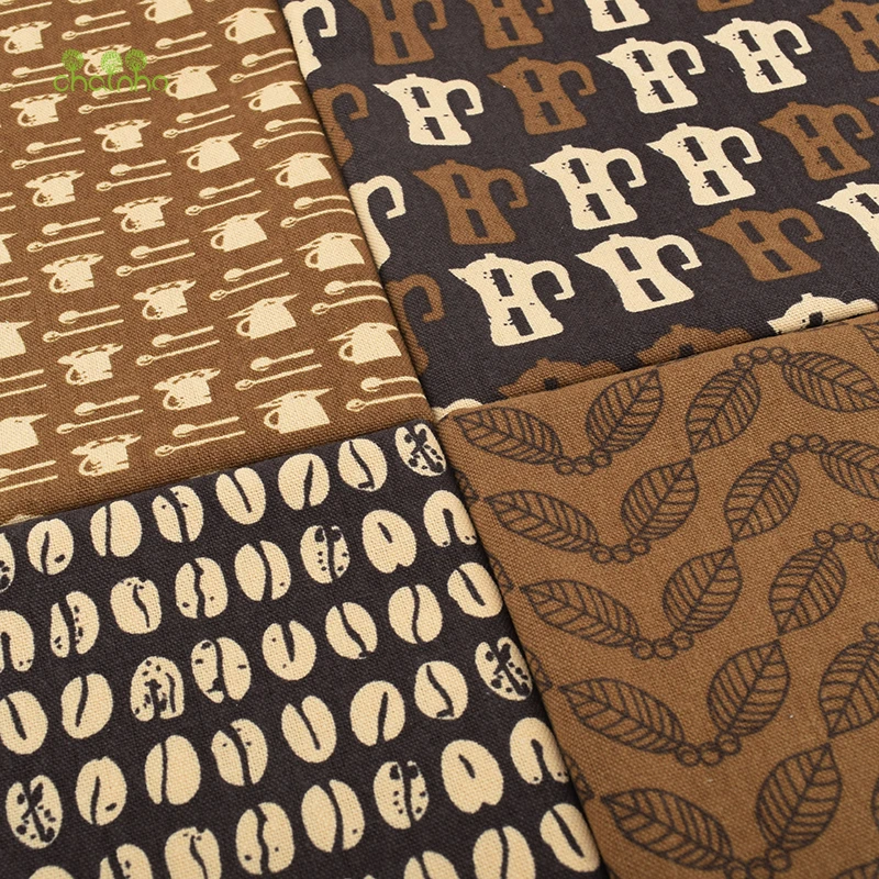 Chainho, кофе печатных позиционирования хлопок льняная ткань для DIY шитье и стеганые занавески, подушки, мебель и материал для покрытия дивана