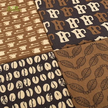 

chainho,Coffee Printed Positioning Cotton Linen Fabric For DIY Sewing & Quilting Curtain,Cushion,Furniture & Sofa Cover Material