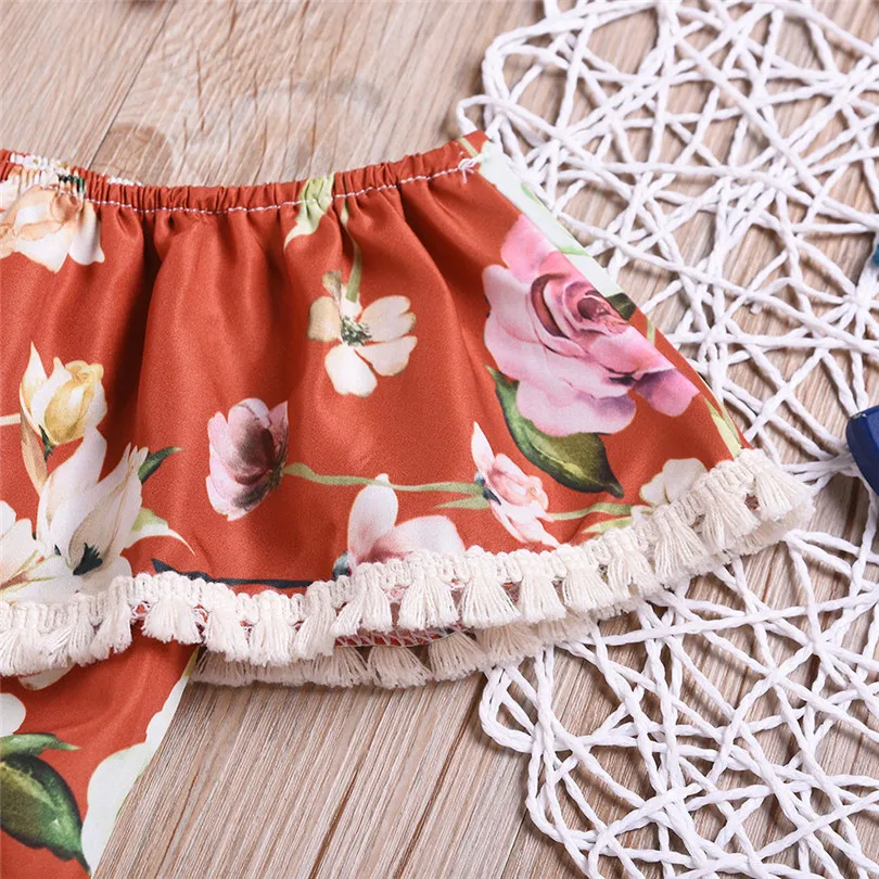 Fashion cute design Summer Baby Girls Ruffles Floral Print Romper Bodysuit Jumpsuit+Headband Outfits 2019 new (7)