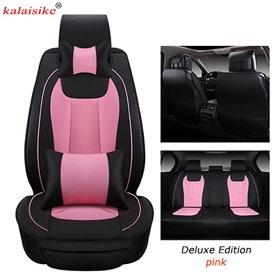 Kalaisike кожаные универсальные автомобильные чехлы на сиденья для Suzuki все модели grand vitara jimny swift Kizashi SX4 liana автомобильный Стайлинг - Название цвета: pink DE