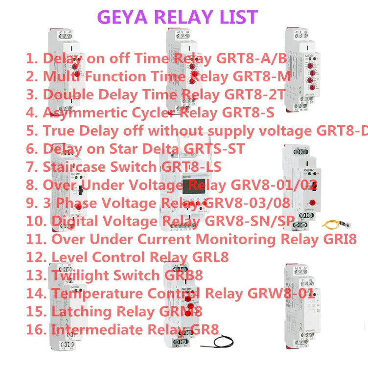 GEYA GRM8 импульсное реле AC230V или AC/DC12V-240V реле с фиксацией на din-рейку электронного типа