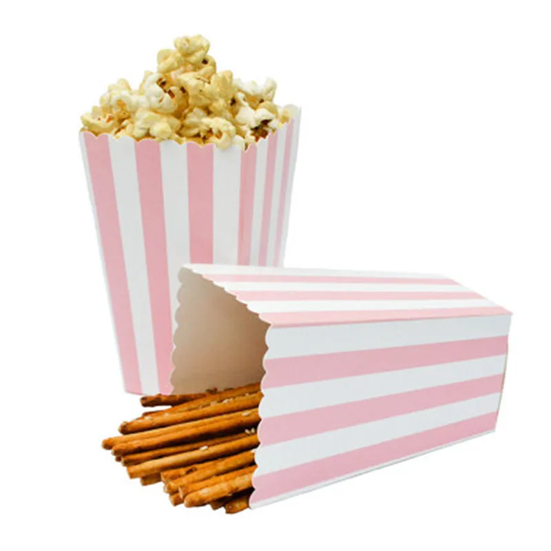

12pcs Baby Shower Disposable Tableware Chevron Paper Popcorn Boxes First Birthday Party Decorations Kids Adult Party Supplies