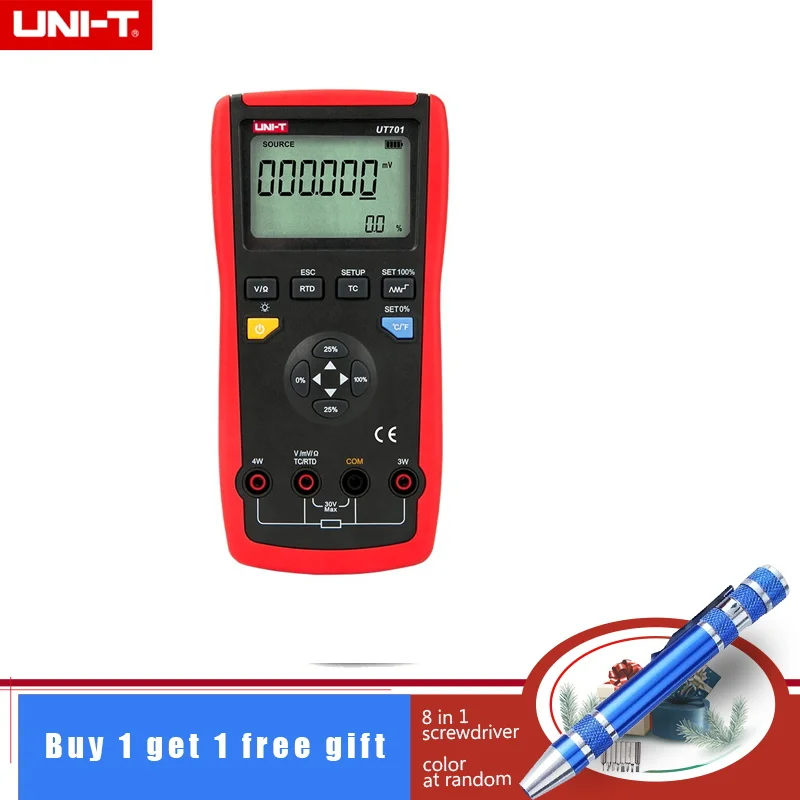 

UT701 Handheld High Precision Single Function Temperature Calibrator Type J/K/T/E/R/S/B/N/Wre RTDs C mV Resistance