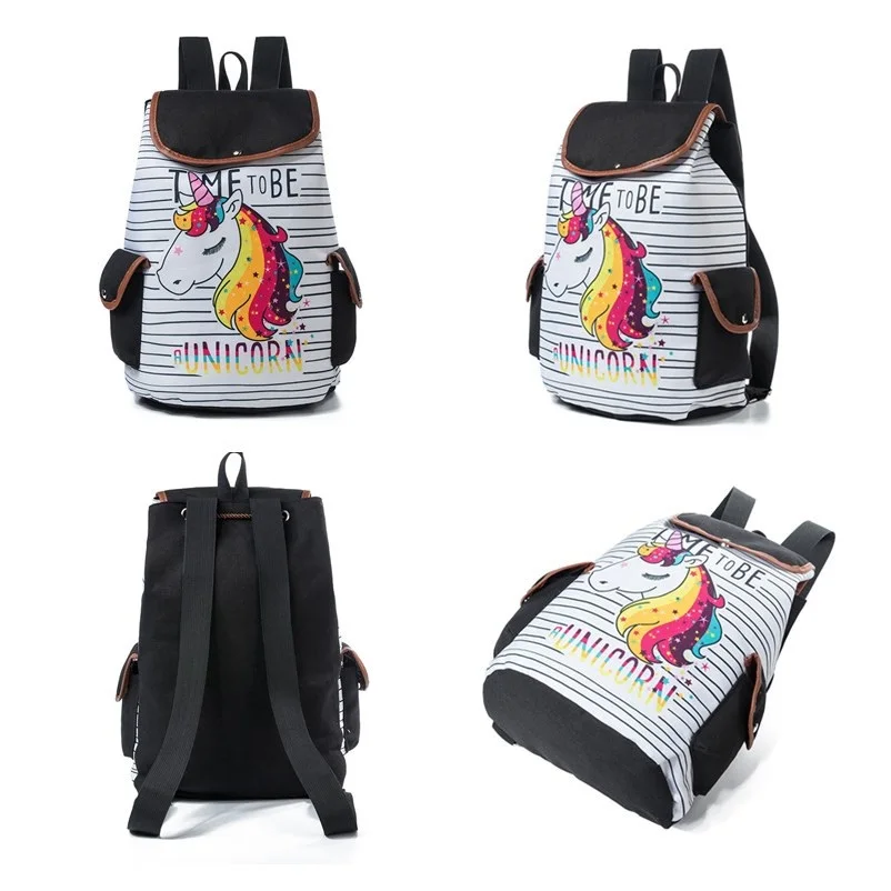 Miyahouse, мультяшный Единорог, напечатанный школьный рюкзак для подростка, шнурок, стильный женский рюкзак для путешествий, Холщовый Рюкзак для девушек