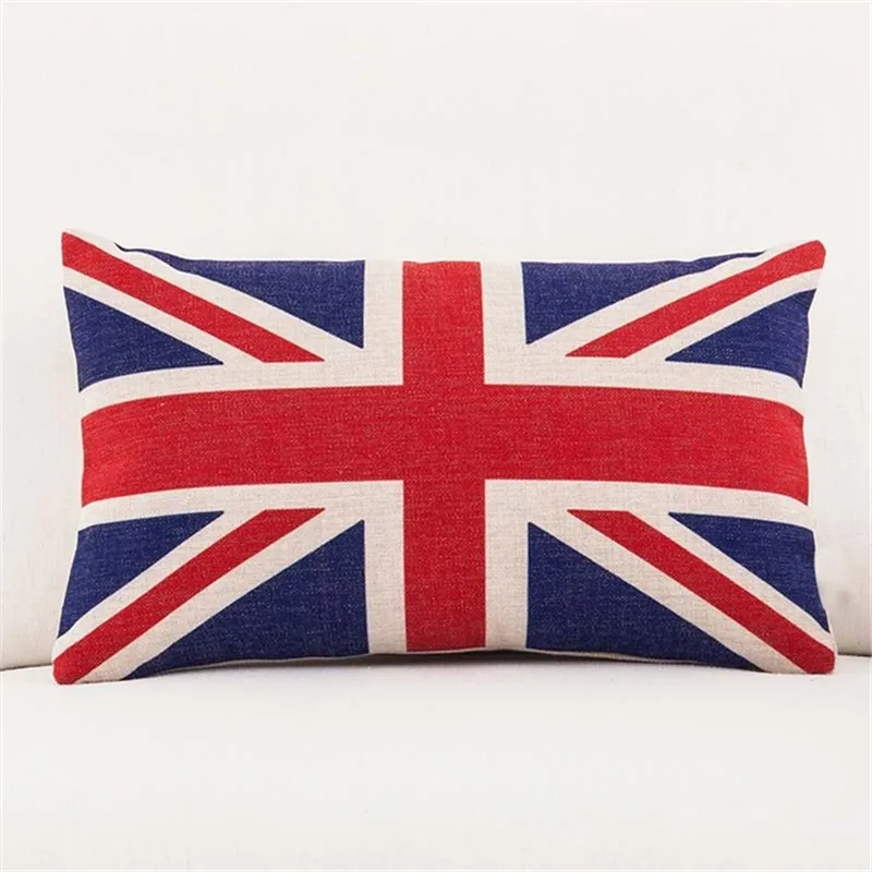С принтом «Американский и британский флаг» для подушек из хлопка и льна Декоративная Подушка Чехол стул в британском стиле подушки Чехол синий и красный цвета с геометрическим рисунком