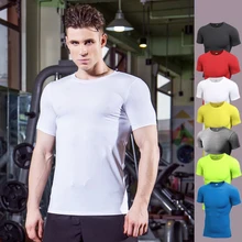 Летний мужской Эластичный Спортивный бинт из полиэфирного волокна для йоги, облегающие футболки стрейч Быстросохнущий короткий рукав сплошной цвет Джокер спортивная одежда XXL