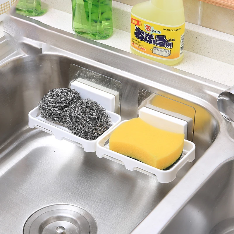 

Non-trace Stick Multifunctional Kitchen Sink Sponge Holder Slip Ring Leaves Soap Box Drain and Clean Dishes