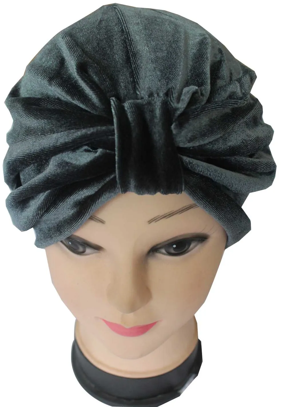 FOXMOTHER новая зимняя мода черный бархат мусульманский тюрбан после химиотерапии шапки женские - Цвет: Темно-серый